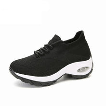 将图片加载到图库查看器，Women's Casual Chunky Sneakers Platform Walking Shoes Fashion Knited Casual Walking Shoes Sock Sneakers Slip On Mesh Air Cushion Comfortable Easy Shoes
