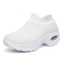 将图片加载到图库查看器，Women's Casual Chunky Sneakers Platform Walking Shoes Fashion Knited Casual Walking Shoes Sock Sneakers Slip On Mesh Air Cushion Comfortable Easy Shoes
