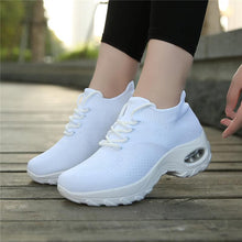 将图片加载到图库查看器，Women's Casual Chunky Sneakers Platform Walking Shoes Fashion Knited Casual Walking Shoes Sock Sneakers Slip On Mesh Air Cushion Comfortable Easy Shoes
