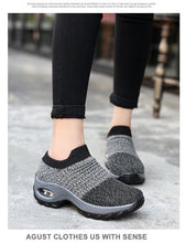 将图片加载到图库查看器，Women's Casual Chunky Sneakers Platform Walking Shoes Fashion Knited Casual Walking Shoes Sock Sneakers Slip On Mesh Air Cushion Comfortable Easy Shoes
