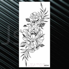 Load image into Gallery viewer, Women's Fashion Flower Temporary Tattoos Sticker Fake Rose Waterproof Large Realistic Black Colorful Flowers Tattoos

