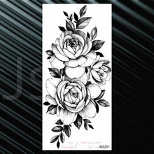 Load image into Gallery viewer, Women's Fashion Flower Temporary Tattoos Sticker Fake Rose Waterproof Large Realistic Black Colorful Flowers Tattoos
