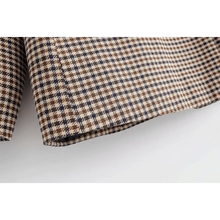 将图片加载到图库查看器，Women's Fashionable Office Wear Double Breasted Plaid Blazer Coat Vintage Long Sleeve Pockets Female Outerwear Chic Tops
