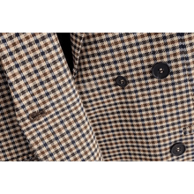将图片加载到图库查看器，Women's Fashionable Office Wear Double Breasted Plaid Blazer Coat Vintage Long Sleeve Pockets Female Outerwear Chic Tops
