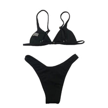 将图片加载到图库查看器，Women’s Funny Printed 2Pcs Bikini Suits Women's Scalloped Triangle Bikini Print Bottom Two Piece Swimsuit Deep V-neck Detachable Breast Pad Sling Tops with Triangle Bottoms Swimsuits
