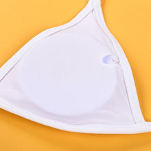 将图片加载到图库查看器，Women’s Funny Printed 2Pcs Bikini Suits Women's Scalloped Triangle Bikini Print Bottom Two Piece Swimsuit Deep V-neck Detachable Breast Pad Sling Tops with Triangle Bottoms Swimsuits
