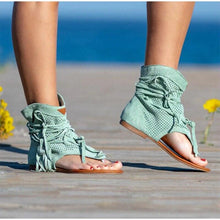 Load image into Gallery viewer, Women's Sandals Retro Ladies Flip Flops Clip Toe Vintage Black Boots Casual Fashion Summer Woman Clip Toe Vintage Boots Casual Tassel Rome Fashion Summer Comfortable Woman Shoes
