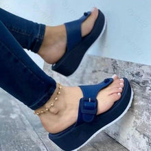 Load image into Gallery viewer, Women's Sandals Summer Shoes Beach Platform Clip Toes Buckle Strap Leather Casual Shoes Summer Casual Clip Toe Slippers Summer Flat Non-Slip Shoes With Buckle Strap
