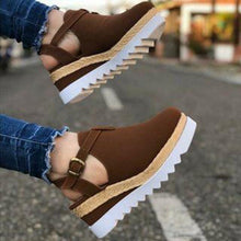 Load image into Gallery viewer, Women's Sandals Vintage Shoes Buckle Strap Straw Thick Bottom Flats Platform Sandals Flock Retro Shoes Woman Buckle Strap Straw Thick Bottom Party Flatform Sandals
