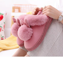 Load image into Gallery viewer, Women's Shoes Rabbit Ear Floor Indoor Cotton Slippers Winter Autumn Shoes Women Non-Slip Thick Bottom House Animal Slippers For Women Mens Winter Warm Memory Foam Cartoon Home Slippers
