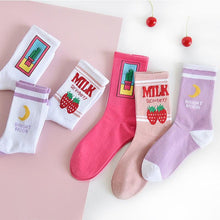 Load image into Gallery viewer, Women's Socks Combed Out Of Pure Cotton Colorful Cartoon Cute Funny Happy Kawaii Moon Strawberry Cactus Ankle Socks For Men And Women
