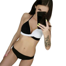 Load image into Gallery viewer, Women's Swimsuit Bikinis Set Swimwear Women's Bathing Suits Push Up Halter Bandage Bikini Floral Printing Swim Bottoms Two Piece Swimsuits Women Swimsuits Bathing Suit Women Swim Suit Halter Leaf Print Beach Wear
