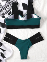 将图片加载到图库查看器，Women's Swimsuits Swimwear Patchwork Bikini Woman Push up Bikinis Swimsuit Bathing Suits Women Rave Neon Patchwork Bikini Swimsuit 2 Piece Cutout Molded Push Up Bathing Suit
