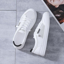 将图片加载到图库查看器，Women's White Casual Sneakers Spring  Summer Breathable Flats Solid Color Mesh Shoes Fashion White Flat Sneakers Women Workout Tennis Walking Gym Fashion Sneakers
