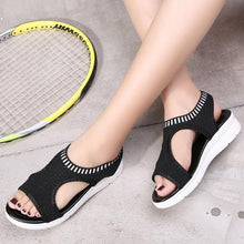将图片加载到图库查看器，Women Sandals Breathable Comfort Walking Shoes Heels Summer Platform Sandal Casual Comfortable Sandals For Women Ankle Elastic Lightweight Soft Modern Beach Sandals
