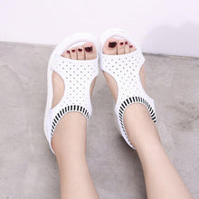 将图片加载到图库查看器，Women Sandals Breathable Comfort Walking Shoes Heels Summer Platform Sandal Casual Comfortable Sandals For Women Ankle Elastic Lightweight Soft Modern Beach Sandals
