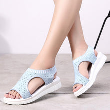 将图片加载到图库查看器，Women Sandals Breathable Comfort Walking Shoes Heels Summer Platform Sandal Casual Comfortable Sandals For Women Ankle Elastic Lightweight Soft Modern Beach Sandals
