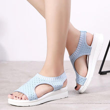 将图片加载到图库查看器，Women Sandals Breathable Comfort Walking Shoes Heels Summer Platform Sandal Casual Comfortable Sandals For Women Ankle Elastic Lightweight Soft Modern Beach Sandals
