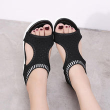 将图片加载到图库查看器，Women Sandals Breathable Comfort Walking Shoes Heels Summer Platform Sandal Casual Comfortable Sandals For Women Ankle Elastic Lightweight Soft Modern Beach Sandals
