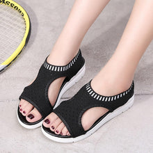 将图片加载到图库查看器，Women Sandals Breathable Comfort Walking Shoes Heels Summer Platform Sandal Casual Comfortable Sandals For Women Ankle Elastic Lightweight Soft Modern Beach Sandals

