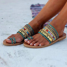 将图片加载到图库查看器，Women Sandals Flip-Flops Handmade Style Flip Flop Sandals Streetwear Fashion Shoes Women Flat Clip Toe Casual Floral Beach Flip Flop Comfy Shoes Summer Elegant Toe Ring Sandals
