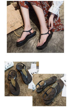 Load image into Gallery viewer, Women Sandals Flip Flops Summer Flat Shoes Woman Sandals Beach Flat Sandals T-Strap Sandals Strappy Flip Flop Sandal Flat Slide Casual Summer Beach Thong Slipper
