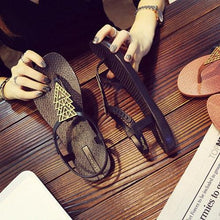 Load image into Gallery viewer, Women Sandals Flip Flops Summer Flat Shoes Woman Sandals Beach Flat Sandals T-Strap Sandals Strappy Flip Flop Sandal Flat Slide Casual Summer Beach Thong Slipper
