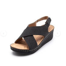 将图片加载到图库查看器，Women Sandals New Summer Shoes Woman Sewing Hollow Out  Casual Leather Comfortable Retro Sandals Cutout Leather Crisscross Open Toe Women Casual Summer Platform Walking Shoes
