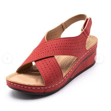 将图片加载到图库查看器，Women Sandals New Summer Shoes Woman Sewing Hollow Out  Casual Leather Comfortable Retro Sandals Cutout Leather Crisscross Open Toe Women Casual Summer Platform Walking Shoes

