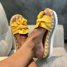 Load image into Gallery viewer, Women Sandals Platform Shoes Bow Summer Sandals Slipper Indoor Outdoor Flip-Flops Beach Shoes High Heeled Bow-Knot Platform Modern Comfy High Heel Beach Sandals
