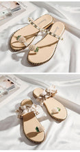 Load image into Gallery viewer, Women Sandals Slippers Flat Flip Flops String Bead Summer Fashion Woman Slides Elegant Pineapple Slides Flat Sandals Strappy Slides Sandals Open Toe Summer Beach Outdoor Shoes
