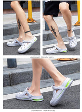 Load image into Gallery viewer, Women Sandals Summer Hole Shoes Rubber Clogs Garden Shoes Black Beach Flat Sandals Garden Shoes Sandals Lightweight Slip On Classic Adjustable Outdoor Walking Clogs
