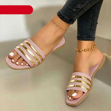 Load image into Gallery viewer, Women Sandals Summer Outdoor Beach Flip-flop Sandals Solid Fashion Sandals Flats Casual Shoes Black Summer Flat Sandals Stylish Flip Flop Comfortable Color Matching Sandals Flat Non-Slip Open-Toe Casual Beach Sandals
