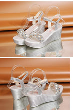 将图片加载到图库查看器，Women Sandals Summer Platform Sandals Buckle Strap Peep Toe Thick Bottom Modern Espadrille Sandals Platform Cross Buckle Strap Slingback Summer Open Toe Shoes
