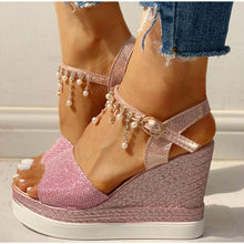 将图片加载到图库查看器，Women Sandals Summer Platform Sandals Buckle Strap Peep Toe Thick Bottom Modern Espadrille Sandals Platform Cross Buckle Strap Slingback Summer Open Toe Shoes
