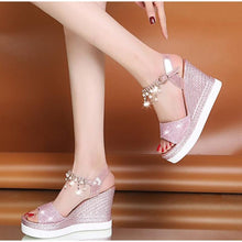 将图片加载到图库查看器，Women Sandals Summer Platform Sandals Buckle Strap Peep Toe Thick Bottom Modern Espadrille Sandals Platform Cross Buckle Strap Slingback Summer Open Toe Shoes

