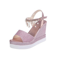 将图片加载到图库查看器，Women Sandals Summer Platform Sandals Buckle Strap Peep Toe Thick Bottom Modern Espadrille Sandals Platform Cross Buckle Strap Slingback Summer Open Toe Shoes
