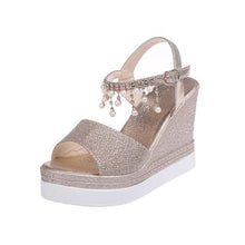 将图片加载到图库查看器，Women Sandals Summer Platform Sandals Buckle Strap Peep Toe Thick Bottom Modern Espadrille Sandals Platform Cross Buckle Strap Slingback Summer Open Toe Shoes
