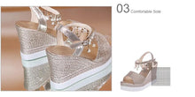 将图片加载到图库查看器，Women Sandals Summer Platform Sandals Buckle Strap Peep Toe Thick Bottom Modern Espadrille Sandals Platform Cross Buckle Strap Slingback Summer Open Toe Shoes
