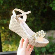 将图片加载到图库查看器，Women Sandals Summer Platform Sandals Buckle Strap Peep Toe Thick Bottom Modern Espadrille Sandals Platform Cross Buckle Strap Slingback Summer Open Toe Shoes
