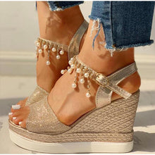 将图片加载到图库查看器，Women Sandals Summer Platform Sandals Buckle Strap Peep Toe Thick Bottom Modern Espadrille Sandals Platform Cross Buckle Strap Slingback Summer Open Toe Shoes

