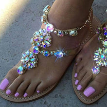 Load image into Gallery viewer, Women Sandals Summer Shoes Flat Pearl Sandals Comfortable String Slippers Women Casual Sandals For Women Casual T Strap Dress Sandals Summer Open Toe Shoes
