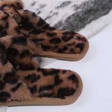 将图片加载到图库查看器，Women Slippers Winter Shoes Home Slippers Faux Fur Slippers Leopard Print Bow Decoration Shoes Faux Fur Slippers Warm Flip Flop House Slippers Open Toe Home Slippers For Girls
