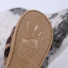 将图片加载到图库查看器，Women Slippers Winter Shoes Home Slippers Faux Fur Slippers Leopard Print Bow Decoration Shoes Faux Fur Slippers Warm Flip Flop House Slippers Open Toe Home Slippers For Girls
