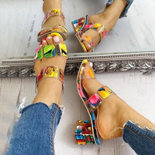 将图片加载到图库查看器，Women Square Heels Summer Sandals Open Toe Multi Colors Shoes Cute Sandals Flip Flops Slip On Fashion Wedding Dress Chunky Block Heels Open Back High Heel Slide Slipper
