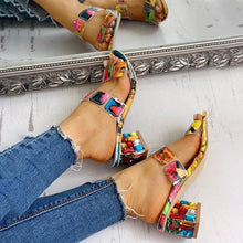 将图片加载到图库查看器，Women Square Heels Summer Sandals Open Toe Multi Colors Shoes Cute Sandals Flip Flops Slip On Fashion Wedding Dress Chunky Block Heels Open Back High Heel Slide Slipper
