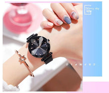 Load image into Gallery viewer, Women Starry Sky Clock Luxury Women Watches Fashion Diamond Quartz Wristwatches Women's Fashion Starry Sky Watch Luxury Analog Stardust Watches For Girls Casual Luminous Ladies Wrist Watch With Stainless Steel Mesh Band Dress Watch

