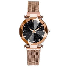 Load image into Gallery viewer, Women Starry Sky Clock Luxury Women Watches Fashion Diamond Quartz Wristwatches Women's Fashion Starry Sky Watch Luxury Analog Stardust Watches For Girls Casual Luminous Ladies Wrist Watch With Stainless Steel Mesh Band Dress Watch
