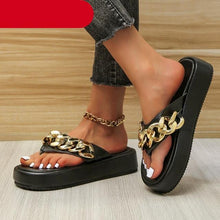 Load image into Gallery viewer, Women Summer Newest Fashion Chain Flip-flops Sandal Slippers Shoes Woman Flat Platform Sandals Casual Flat Slippers Slides Shoes Flat Sandals Casual Summer Shoes
