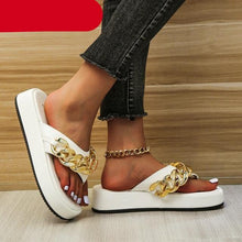 Load image into Gallery viewer, Women Summer Newest Fashion Chain Flip-flops Sandal Slippers Shoes Woman Flat Platform Sandals Casual Flat Slippers Slides Shoes Flat Sandals Casual Summer Shoes
